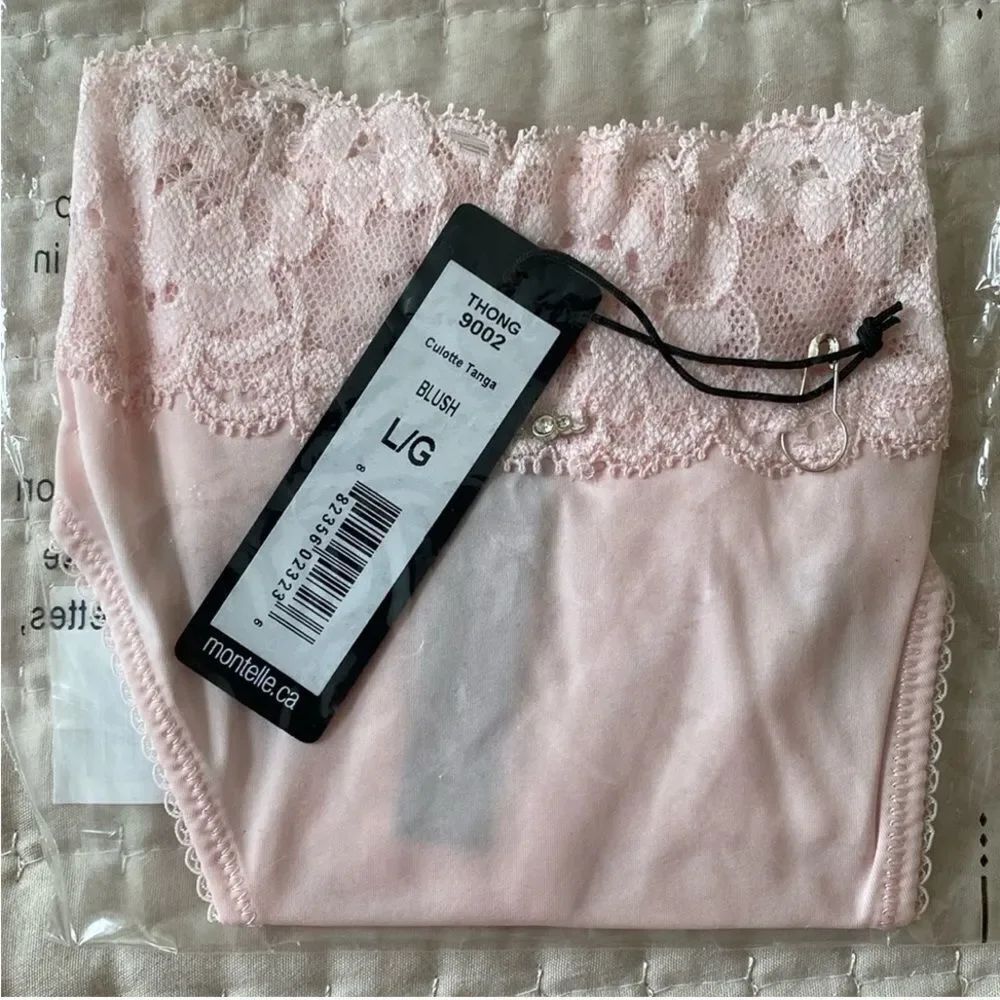 NWT SZ L Montelle Thong 9002 Blush Pink